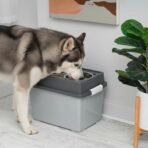 IRIS USA Elevated Dog Bowls, 15" H Raised Bowl for Large Dogs, Airtight Pet Food Storage Holds Up to 47 Lbs, 2 Removable 64 oz Stainless Steel Bowls, at Home or Camping, Dark Gray - Image 4