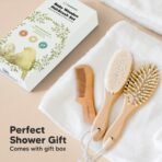 Baby Hair Brush Set for Newborns - Soft Goat Bristle Wooden Baby Brush and Comb Set Newborn Grooming Kit for Cradle Cap, Durable & Gentle, Boy, Girl Infant Essentials Care Kit Brush (Regular, Walnut) - Image 7