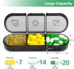 PULIV Weekly Pill Organizer 3 Times a Day, Portable Travel Pill Box 7 Day with Large Pill Containers, Light-Proof Pill Case for Vitamins, Medication, Supplements and Fish Oils (Black) - Image 3