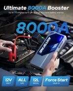 AUTOONE M4 Jump Starter 8000A Car Battery Jumper Starter Portable, 12V Jump Pack (All Gas/12L Diesel) Jump Box for Car Battery with Built-in Booster, Storage Case, LED Light, Jumper Cables - Image 3
