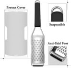 Cambom Lemon Zester Grater Three-piece Suit - Heavy Duty Kitchen Tool for Parmesan Cheese, Ginger, Garlic, Nutmeg, Chocolate, Vegetables，Fruits，Stainless Steel Grater Dishwasher Safe Black - Image 6