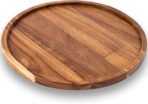 11.5 Inches Candle Holder Tray Home Decor, Round Wood Tray for Coffee Table, Small Wooden Serving Decorative Trays for Home - Image 3