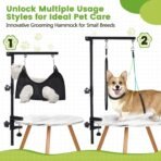 Dog Grooming Table Arm with Hammock, 35" Adjustable Height Grooming Arm with Clamp and No-Sit Haunch Holders, Suitable for Small & Medium Pets (Grooming Table Not Included) - Image 3