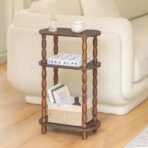 MaxSmeo Small Narrow Side Table, 3-Tier Narrow End Table with Storage, Skinny Side Table Nightstand for Small Space, Bedrooms, Living Room (Rustic Brown) - Image 3