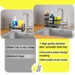Maifan Sink Caddy Sponge Holder for Kitchen with Brush Holder and Stainless Steel Self Drain Tray, Rustproof Kitchen Sink Organizer for Sponge, Soap Dispenser Storage Accessories - Image 5