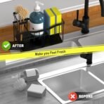 Maifan Sink Caddy Sponge Holder for Kitchen with Brush Holder and Stainless Steel Self Drain Tray, Rustproof Kitchen Sink Organizer for Sponge, Soap Dispenser Storage Accessories - Image 6