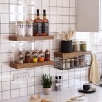 QEEIG Bathroom Shelves Over Toilet - Wall Mounted Floating Shelves Toilet Paper Storage Small Farmhouse Decor Shelf 16 inch Set of 3, Rustic Brown (019-BN3) - Image 5