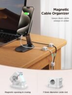9 Pack Magnetic Cable Clips [Cable Smooth Adjustable] Cord Holder, Under Desk Cable Management, JOYROOM Adhesive Wire Holder Keeper Organizer for Home Office Desk Phone Car Wall Desktop Nightstand - Image 3