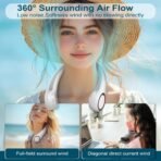 CIVPOWER Neck Fan: Portable Personal Neck Cooling Rechargeable Bladeless Fan - Hands Free 3 Speed 4000 mAh Battery USB Operated Wearable Headphone Design - Gift for Men Women Outdoor (White) - Image 3