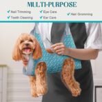 Supet Dog Grooming Hammock Harness for Dogs Cats, Relaxation Pet Nail Clipper Hammock, Restraint Dog & Small Animal Leashes Sling for Groomingk for Nail Trimming (Coral Blue, S) - Image 3