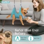 Supet Dog Grooming Hammock Harness for Dogs Cats, Relaxation Pet Nail Clipper Hammock, Restraint Dog & Small Animal Leashes Sling for Groomingk for Nail Trimming (Coral Blue, S) - Image 4