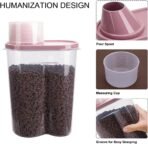 GreenJoy 2 Pack 2lb/2.5L Pet Food Storage Container with Measuring Cup, Can Covers and Bowl for Small Dog, Cat, Waterproof-BPA Free (Blue and Pink) - Image 4