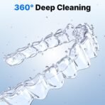 Ultrasonic Retainer Cleaner - UV Dental Cleaning Pod Night Guard Cleaner for Dentures, Aligner, Braces, Toothbrush Heads, Jewelry (White) - Image 3