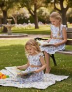 PATPAT Little Big Girls Dress Vintage Boho Floral Ruffle Short Sleeve Casual Swing Dress with Braided Belt - Image 10