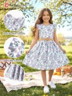 PATPAT Little Big Girls Dress Vintage Boho Floral Ruffle Short Sleeve Casual Swing Dress with Braided Belt - Image 13
