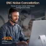 Trucker Bluetooth Headset, Wireless Headset with Mic, Bluetooth Headsets with Dual Noise Cancelling Microphone & Mute Button, 55Hrs Working Time PC Headsets for Cell Phones, Computer, Truck Driver - Image 3