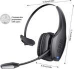 Trucker Bluetooth Headset, Wireless Headset with Mic, Bluetooth Headsets with Dual Noise Cancelling Microphone & Mute Button, 55Hrs Working Time PC Headsets for Cell Phones, Computer, Truck Driver - Image 5