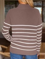 LILLUSORY Women's Quarter Zip Striped Oversized Sweater 2026 Mock Turtleneck Fall Fashion Outfit - Image 5