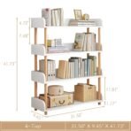 4-Tier Wooden Open Bookcase - Modern Display Bookshelf with Top Edge and Solid Wood Frame for Home and Office, Storage Cabinet, Warm White - Image 3