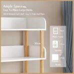 4-Tier Wooden Open Bookcase - Modern Display Bookshelf with Top Edge and Solid Wood Frame for Home and Office, Storage Cabinet, Warm White - Image 6
