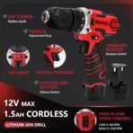 KingTool 276-Piece Tool Set Kit - Tool kit with 12V Cordless Power Drill Driver Toolbox Storage Case with Drawer, Drill Set Perfect for Homeowner, Diyer, Handyman - Image 4