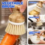 Holikme 6 Pack Dish Brush Kitchen Brushes Set with Vegetable Palm Brush, Bottle Brush, Dish Brush and Straw Brush, Fruit Cleaning Brushes for Cleaning Potato Skillet Wok Pot Pan Cast Iron, Yellow - Image 3