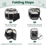 Love's cabin Pet Puppy Dog Playpen, Small Dog Tent Crates Cage Indoor/Outdoor, Portable Playpen for Cat, Foldable Pop Up Dog Kennel Playpen with Carring Case, Removable Zipper Top, Grey - Image 6