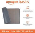 Amazon Basics Waterproof Anti-Slip Silicone Pet Food and Water Bowl Mat, 24 x 16 inches, Grey, Solid - Image 3
