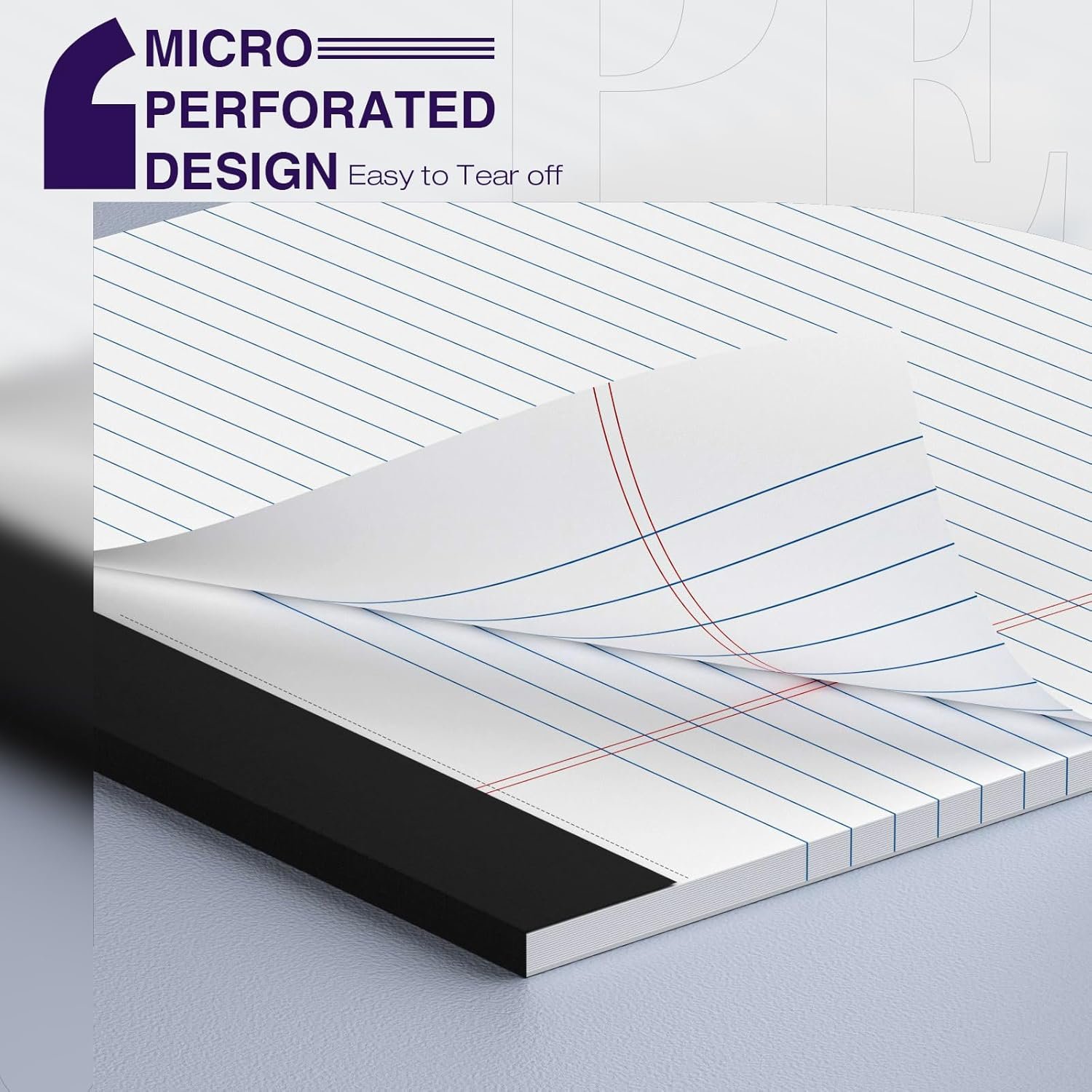 3 Pack Legal Pads 8.5 x 11 College Ruled Colored Note Pads 8.5" x 11" Lined Paper Chipboard-Backed Notepad with Micro-Perforated Notebook Paper for Office & School Supplies 50 Sheets/Pad - Image 4