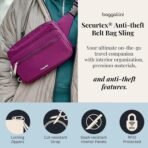 Baggallini Securtex Anti-theft Belt Bag 8.8"x5.5" Crossbody Fanny Pack for Women RFID Wallet Locking Zipper Travel Purse - Image 3