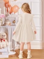 Arshiner Toddler Girl Dress Baby Girls Knitted Ruffle Sleeve Pocket Dresses A-Line Flared Fall Winter Clothes for 2-8 Years - Image 7