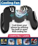 4 Trigger USB Mobile Game Controller with Cooling Fan Adjustable Stand for PUBG/Call of Duty/Fotnite [6 Finger Mode] GAMR+ L1R1 L2R2 Gaming Grip Gamepad - Image 3