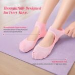 CoolMate Pilates Socks with Grips for Women, Yoga Socks, Crew Non Slip Women for Barre, Pilates Gifts for Women - Image 3