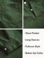 ZAFUL Corduroy Shirt for Men Pullover Long Sleeve Polo Shirt Casual Work Collared Shirt with Pocket Half Button Up Top - Image 5