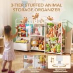 BBLIKE 3in1 Stuffed Animal Storage Organizer - Toy Storage with Kids Bookshelf & Large Plushies Holder for Kids Room - Multi-Functional Furniture for Nursery, Bedroom, and Playroom, White - Image 4