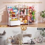 BBLIKE 3in1 Stuffed Animal Storage Organizer - Toy Storage with Kids Bookshelf & Large Plushies Holder for Kids Room - Multi-Functional Furniture for Nursery, Bedroom, and Playroom, White - Image 6
