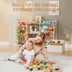 BBLIKE 3in1 Stuffed Animal Storage Organizer - Toy Storage with Kids Bookshelf & Large Plushies Holder for Kids Room - Multi-Functional Furniture for Nursery, Bedroom, and Playroom, White - Image 8
