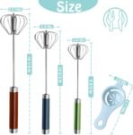 Semi-automatic Whisk, Stainless Steel Egg Beater, Hand Push Rotary Whisks Mixer Stirrer for Making Cream, Whisking, Beating and Stirring (3 Color) - Image 3