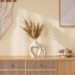 White Vases for Decor, Heart Shaped Ceramic Vase Set of 2, Nordic Heart Shaped Vases, Minimalist Decorative Vase for Table Centerpiece Wedding Dining Living Room Office House Decoration - Image 4