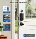 Veise Fingerprint Door Lock with 2 Knobs - Keyless Entry Door Lock with Handle, Electronic Keypad Deadbolt, Smart Front Handle Set, Auto-Locking, Waterproof, Easy Installation, Matte Black - Image 5