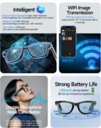 AI Smart Glasses with 4K Camera, 8MP HD Camera Glasses, 1080P Audio -Video Recording Bluetooth Glasses, Voice Assistant, Real-Time Translation Black - Image 4