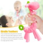 SHARE&CARE BPA Free Silicone Giraffe Baby Teether Toy with Storage Case, for 3 Months Above Infant Sore Gums Pain Relief and Baby Shower, Baby Teething Toys (Pink) - Image 3
