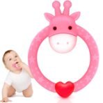 SHARE&CARE BPA Free Silicone Giraffe Baby Teether Toy with Storage Case, for 3 Months Above Infant Sore Gums Pain Relief and Baby Shower, Baby Teething Toys (Pink) - Image 4