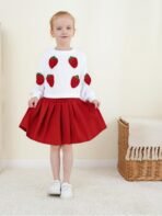 Renotemy Toddler Baby Girl Fall Winter Skirt Set Sweatshirt Pleated A-Line Dress Little Girls Clothes 2-Piece Outfits 18M-6T - Image 3