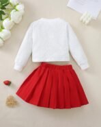 Renotemy Toddler Baby Girl Fall Winter Skirt Set Sweatshirt Pleated A-Line Dress Little Girls Clothes 2-Piece Outfits 18M-6T - Image 5