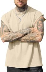 PLEPAN Men's Muscle Sleeveless Tank Tops Cut Off Fashion T Shirts Workout Gym Tee Shirts - Image 3