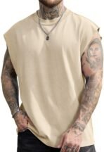PLEPAN Men's Muscle Sleeveless Tank Tops Cut Off Fashion T Shirts Workout Gym Tee Shirts - Image 8