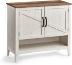 VASAGLE LIRY Collection - Shoe Cabinet, 3-Tier Storage Organizer, Shoe Shelf, Farmhouse Freestanding Cabinet, Height-Adjustable Shelf, 13.8 x 31.5 x 27.6 Inches, Rustic White ULBC038W01 - Image 4