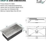 33x19 Drop In Kitchen Sink - Workstation All-In One 16 Gauge 304 Stainless Steel Single Bowl Topmount Sink with Cutting Board, Colander, Wash Basin, and Drying Rack #TLT-0042 - Image 7
