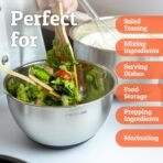 Priority Chef Premium Mixing Bowls With Lids Set, Airtight Lids, Thicker Stainless Steel, Non-Slip Base, 5 Nesting Steel Bowls for Kitchen, Large Prep Metal Bowl Set 1.5/2/3/4/5 Qt, Black - Image 5